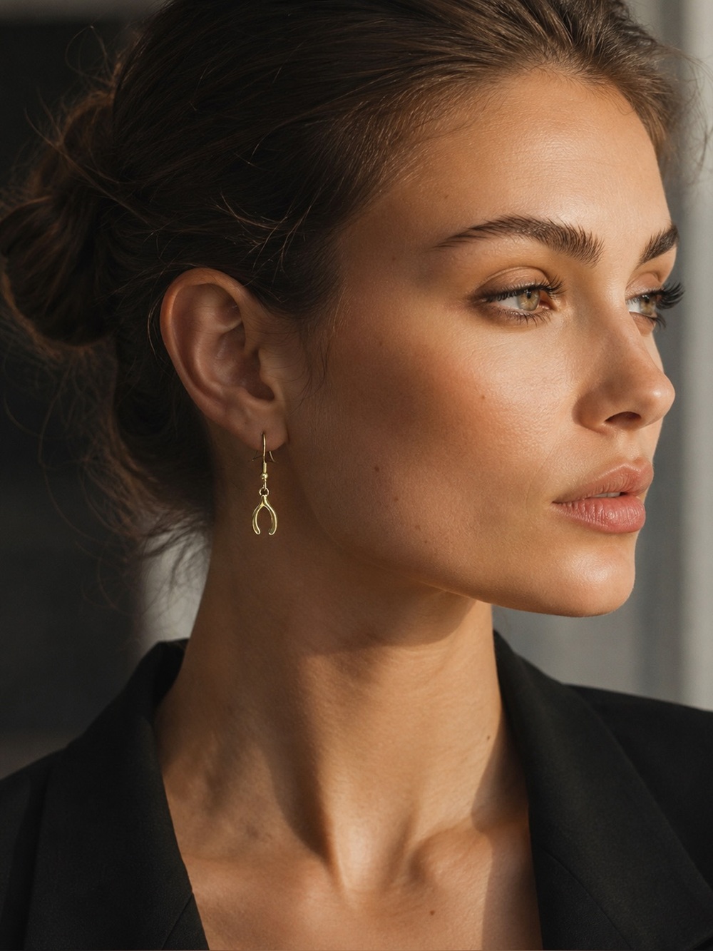Gold-Tone Wishbone Drop Earring - Picture 6 of 6